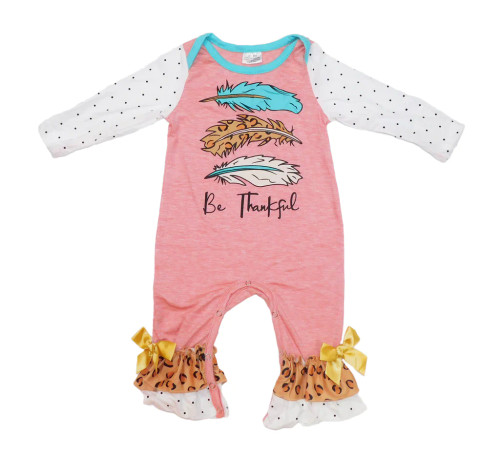 Feather Be Thankful Ruffle Romper