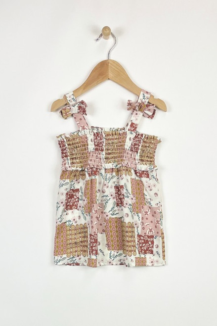 Smocked Patchwork Bow Top