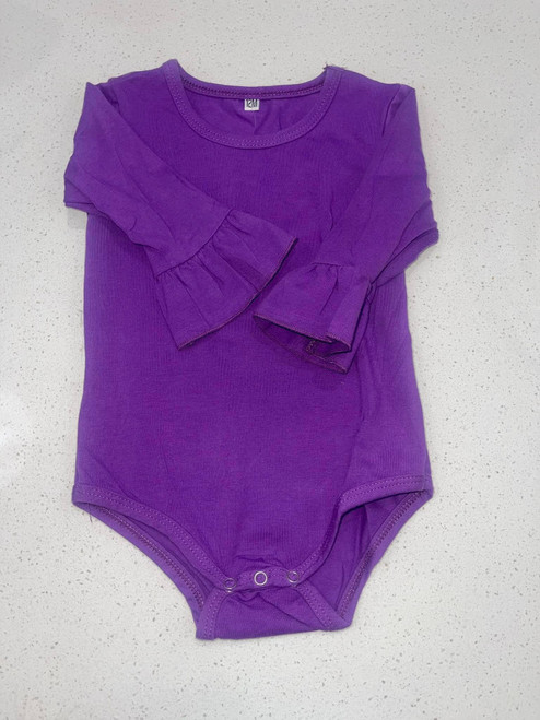 Infants Dainty Ruffle Long Sleeve Bodysuit PURPLE