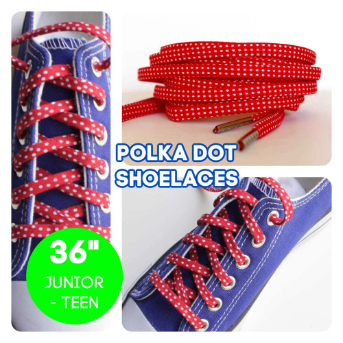 Red & White Polka dot Shoe laces