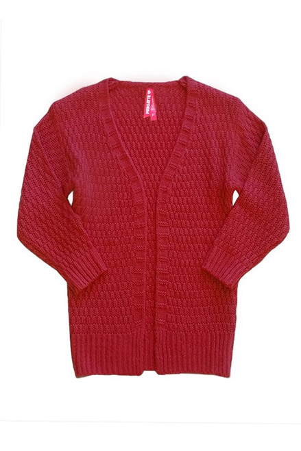 Toddler Burgundy Cable Knit Cardigan