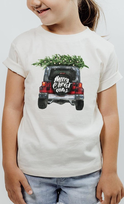 Merry Christmas Jeep Graphic Tshirt Youth