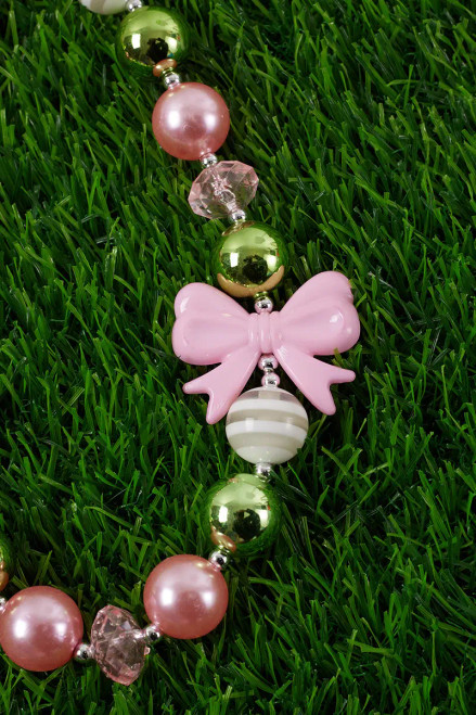 Pink & Green Bubble Gum Bead Necklace