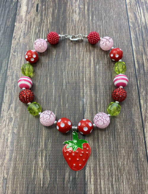 Pink & Red Strawberry Necklace