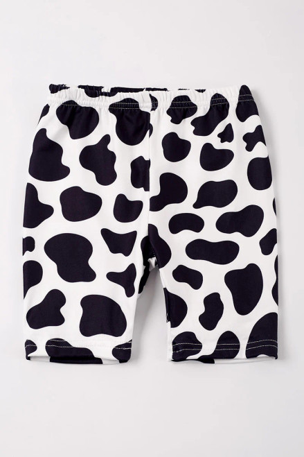 Girls Cow Print Bike Shorts