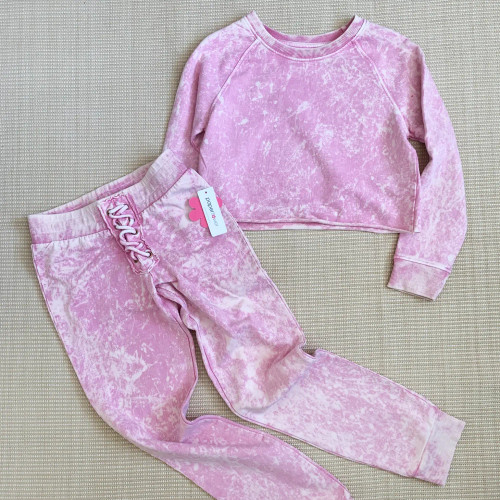 Washed Pink Lace Front Jogger