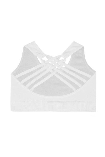 Girls White Criss Cross Back Sports Bra 4/8