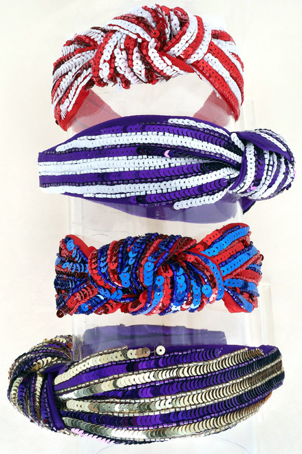 Sequin School Colors Knot Headband 