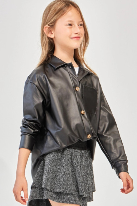 On Trend Faux Leather Shacket