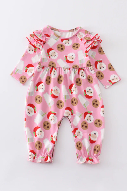 Pink Santa Cookie Infant Romper