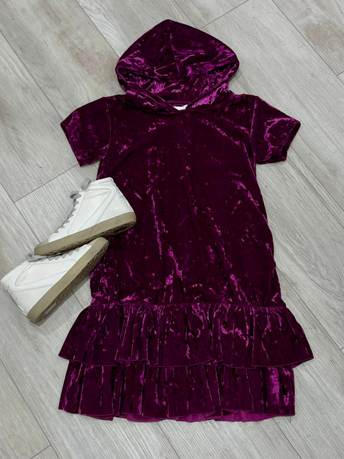 Plum Velvet Hoodie Dress