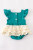 Teal & Cream Embroidered Nativity Ruffle Romper