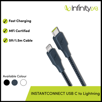 InfinityLab InstantConnect USB-C To Lightning 20W PD fast charging cable for iPhone and iPad