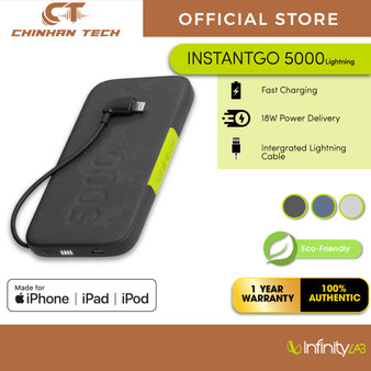 InfinityLab InstantGo 5000 Built-in Lightning Cable 18W PD fast charging power bank