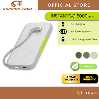 InfinityLab InstantGo 5000 Built-in USB-C Cable 18W PD Fast Charging Power Bank