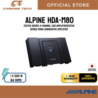 Alpine HDA-M80 Status Series mono subwoofer amplifier — 800 watts RMS at 2 ohms
