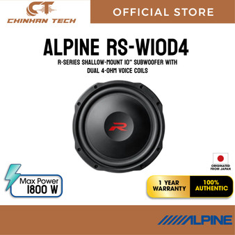 Alpine RS-W10D4 R-Series shallow-mount 10" subwoofer with dual 4-ohm voice coils Alpine RS-W10D4 R-Series shallow-mount 10" subwoofer with dual 4-ohm voice coils