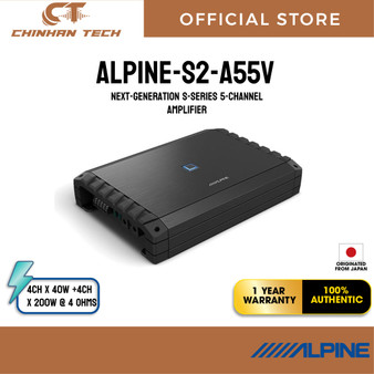 Alpine S2-A55V S-series 5 channel Class-D amplifier - 40 watts RMS x 4 at 4 ohms + 300 watts RMS x 1 at 2 ohms