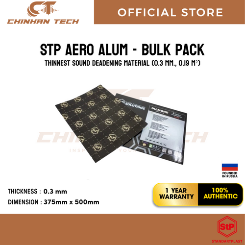 STP AERO ALUM thinnest sound deadening material (0.3 mm., 0.19 m²). - [1 Box]