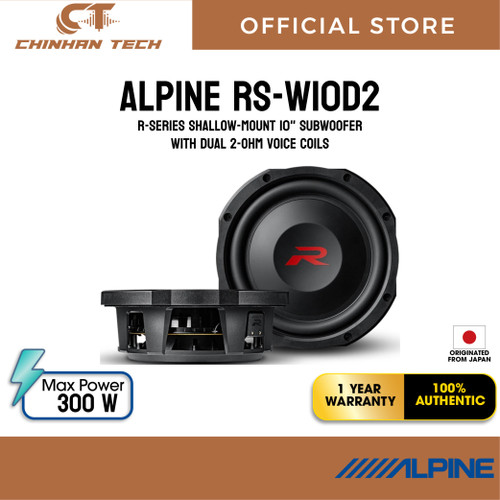 Alpine RS-W10D2 R-Series shallow-mount 10" subwoofer with dual 2-ohm voice coils
