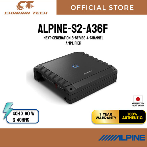 Alpine S2-A36F S-series 4 channel Class-D amplifier -  60 watts RMS x 4