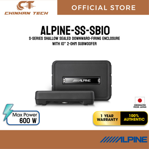 ALPINE SS-SB10 S-Series shallow sealed downward-firing enclosure with 10" 2-ohm subwoofer