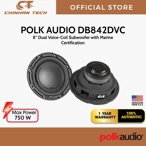 Polk Audio DB842DVC  8" Dual Voice-Coil Subwoofer with Marine Certification