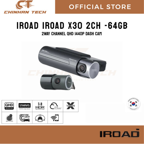 IROAD X30 2-channel cloud dash cam QHD-FHD-FHD 3CH Sony Starvis Real HDR Cloud Time lapse LDWS Wifi GPS Wide angle