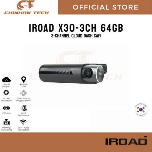 IROAD X30 3-channel cloud dash cam QHD-FHD-FHD 3CH Sony Starvis Real HDR Cloud Time lapse LDWS Wifi GPS Wide angle