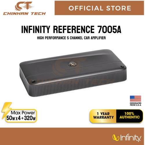 Infinity Reference 7005A Reference Series 5-channel car amplifier — 50 watts RMS x 4 at 4 ohms + 500 watts RMS x 1 at 2 ohms