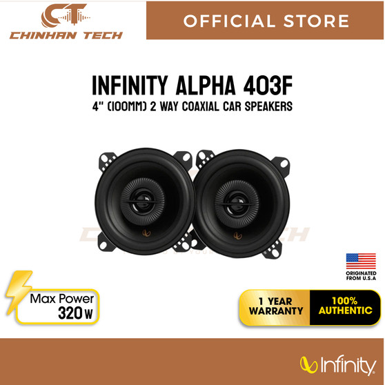 Infinity Alpha 403F 4" (100mm) 2 Way Coaxial Car Speakers 4ohm 320W Infinity Alpha 403F 4" (100mm) 2 Way Coaxial Car Speakers 4ohm 320W