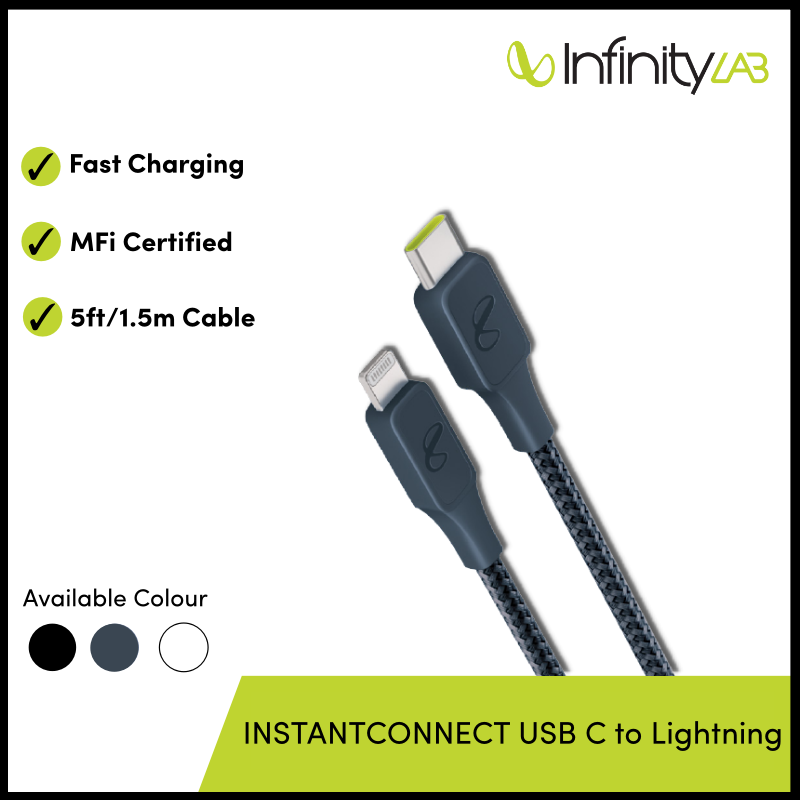 InstantConnect USB-C to Lightning  Câble de charge rapide 20 W pour iPhone  et iPad