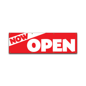 Banner - Now Open (Stripe) - 10'x3'