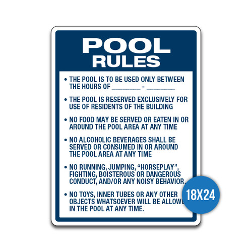 Pool Sign - "Pool Rules" #4 (18"x24")