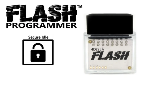 Secure Idle Programmer — version icon with device pixels from the original FLASH camera photograph