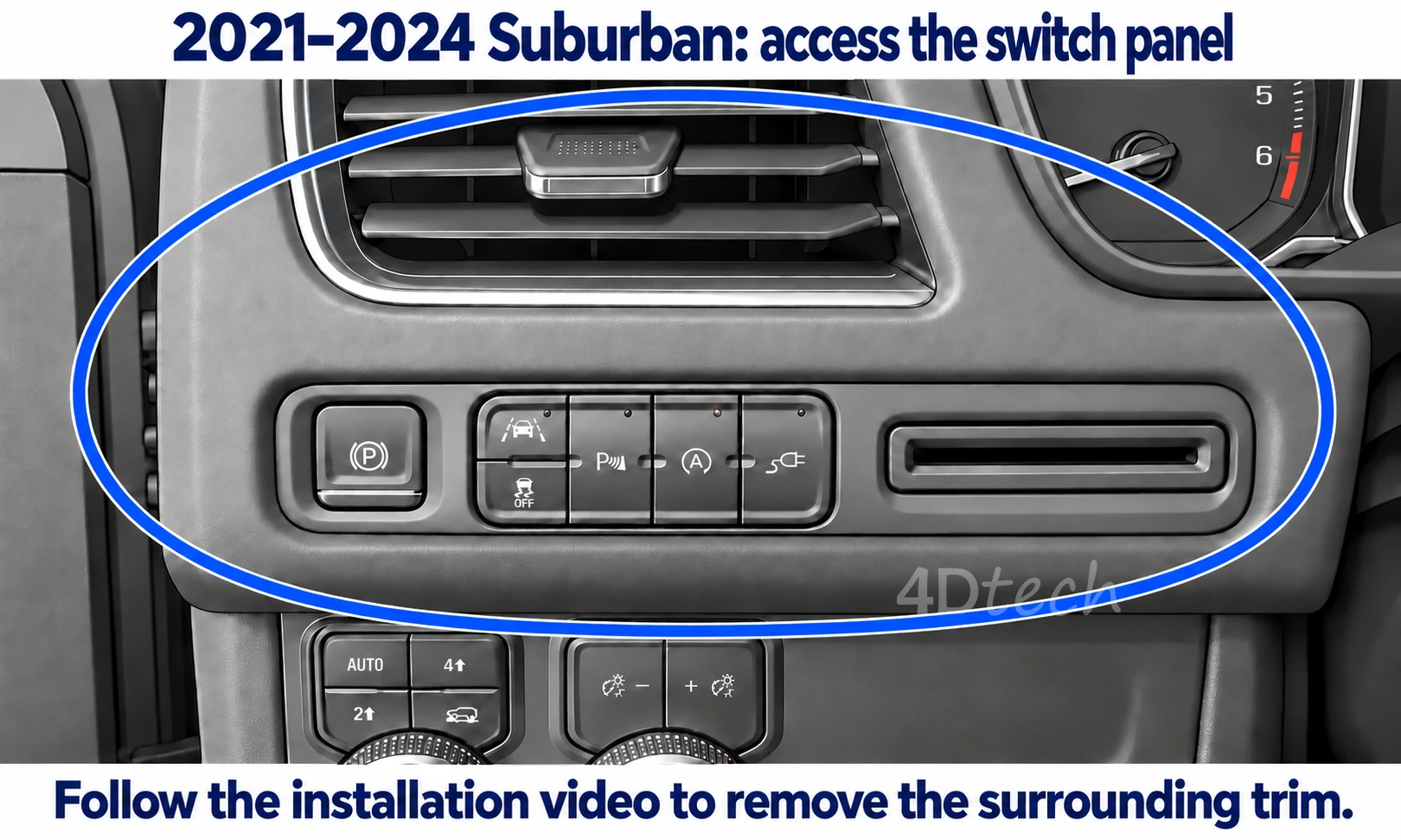 2021–2024 Suburban surrounding trim and switch panel access area