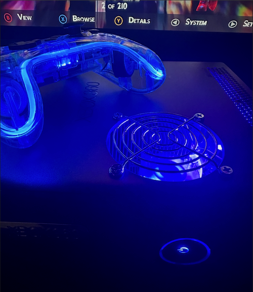 Custom Xbox 360 Phat RGH3 – Black w/ Blue LEDs
