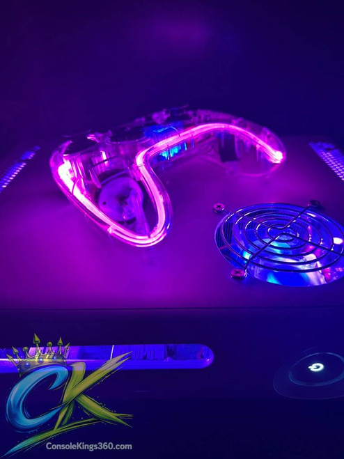 Xbox 360 Phat RGH with Purple LEDs www.ConsoleKings360.com