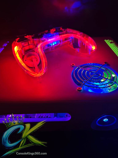 Ultimate Xbox 360 Phat RGH3 Digital Console – Fully Customizable RGB LEDs Orange, Purple and Green LEDs