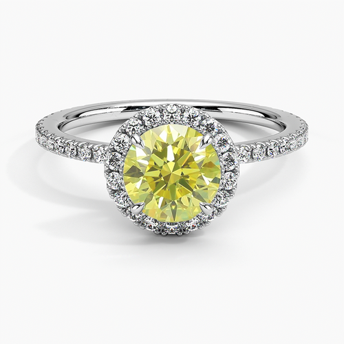 Fancy Deep Brownish Yellow 1.01Ct Diamond Round Cut Engagement Ring with Halo Diamond