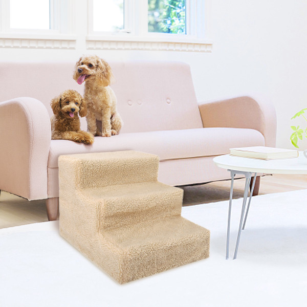 3 Steps Pet Stairs for Dogs and Cats - beige