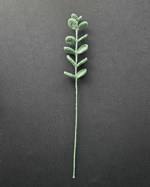Dark Green Crochet Eucalyptus Greenery Leaves Full view.