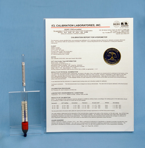 7-1/2 inch Thermo Hydrometer, 89 to 101