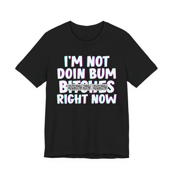 I'm Not Doin Bum Bitches Right Now T-shirt (blurred)