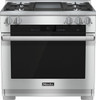 HR1936G - 90cm NatGas Freestanding Cooker, Electric Oven With Microwave, Pyrolytic Cleaning - Clean Steel