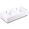 SCSH800WH - Shaws Shaker Double 800 Modern Square Double Bowl Handcrafted Fireclay Sink