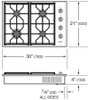 ICBCG304PSLP - 76cm Professional LPG 4 Burner Cooktop - Stainless Steel  (Avail with Different Colour Knobs)