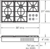 ICBCG365PS - 91cm Professional Natural Gas 5 Burner Cooktop - Stainless Steel  (Avail with Different Colour Knobs)