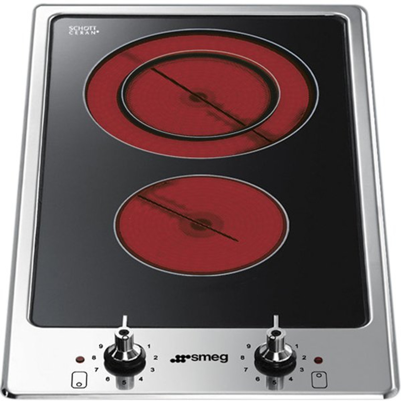 PGA32C - 30cm Classic Domino 2 Zone Cooktop - Black Ceramic / Stainless Steel