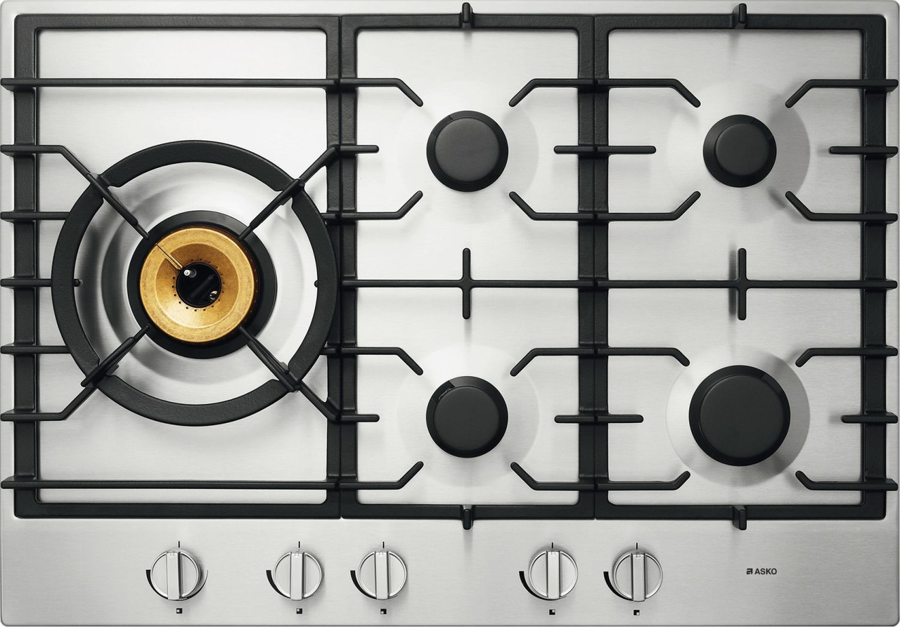 HG1776SD - 75cm 5 Burner Gas Cooktop With Wok Burner - Stainless Steel